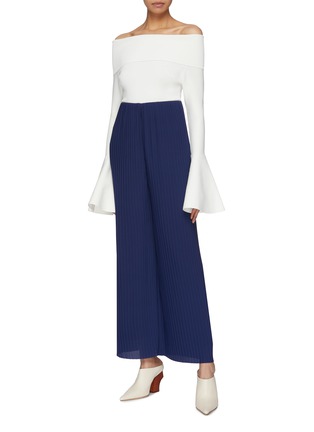 Figure View - Click To Enlarge - SOLACE LONDON - 'Seul' ribbed wide leg pants
