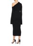 Back View - Click To Enlarge - SOLACE LONDON - 'Maille' split cuff one-shoulder rib knit midi dress