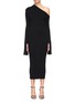Main View - Click To Enlarge - SOLACE LONDON - 'Maille' split cuff one-shoulder rib knit midi dress
