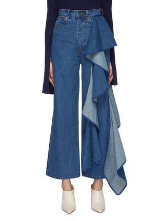 Main View - Click To Enlarge - SOLACE LONDON - 'Tay' ruffle drape panel jeans