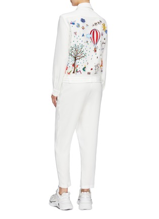 Back View - Click To Enlarge - MIRA MIKATI - Belted graphic embroidered back crepe jumpsuit