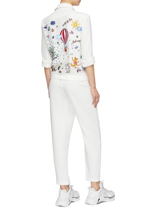 Figure View - Click To Enlarge - MIRA MIKATI - Belted graphic embroidered back crepe jumpsuit