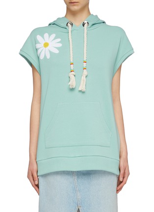 Main View - Click To Enlarge - MIRA MIKATI - Daisy chenille patch sleeveless hoodie