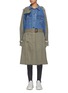 Main View - Click To Enlarge - DRY CLEAN ONLY - Denim panel belted twill trench coat