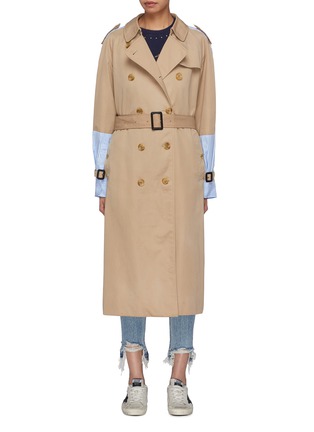 Main View - Click To Enlarge - DRY CLEAN ONLY - Mix print patchwork belted  trench coat