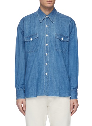 Main View - Click To Enlarge - OUR LEGACY - Flap pocket oversized stonewashed denim shirt