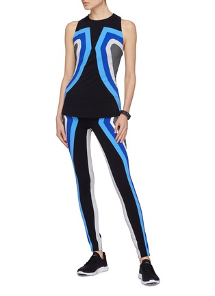 Figure View - Click To Enlarge - NO KA’OI - 'Huli Kimi' geometric stripe outseam Sensitive® performance leggings