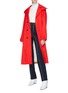Figure View - Click To Enlarge - TOGA ARCHIVES - Colourblock mesh panel belted hooded taffeta coat