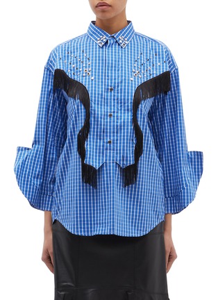Main View - Click To Enlarge - TOGA ARCHIVES - Fringe embellished check Western shirt