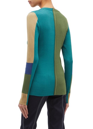 Back View - Click To Enlarge - TOGA ARCHIVES - Colourblock button collar rib knit sweater