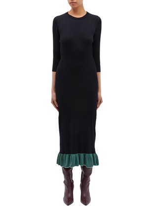 Main View - Click To Enlarge - TOGA ARCHIVES - Ruffle hem tie cutout back rib knit dress