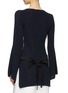 Back View - Click To Enlarge - MAISON FLANEUR - Colourblock twist sleeve tie back rib knit sweater