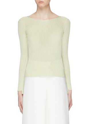 Main View - Click To Enlarge - MAISON FLANEUR - Staggered cuff rib knit sweater