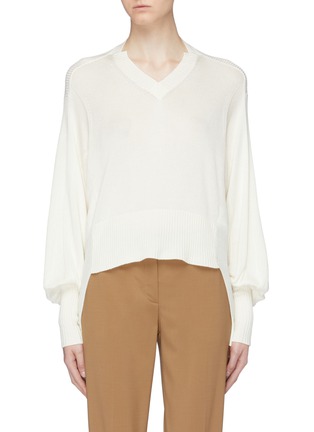 Main View - Click To Enlarge - MAISON FLANEUR - Blouson sleeve high-low sweater