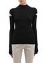 Main View - Click To Enlarge - HELMUT LANG - Cutout sleeve rib knit mock neck sweater
