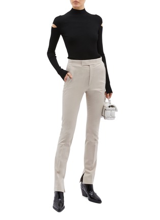Figure View - Click To Enlarge - HELMUT LANG - Cutout sleeve rib knit mock neck sweater