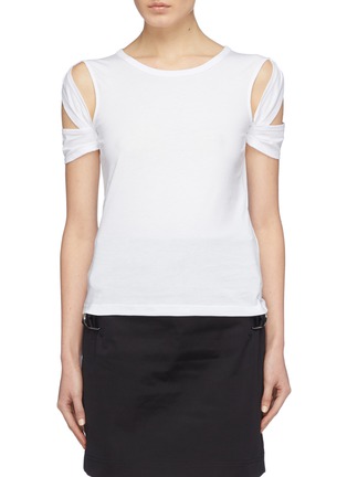 Main View - Click To Enlarge - HELMUT LANG - 'Bondage' crisscross sleeve T-shirt