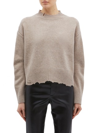 Main View - Click To Enlarge - HELMUT LANG - Distressed wool-cashmere sweater