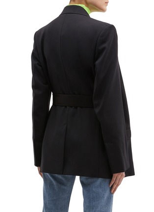 Back View - Click To Enlarge - HELMUT LANG - Belted virgin wool-mohair tuxedo blazer