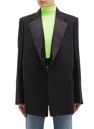 Main View - Click To Enlarge - HELMUT LANG - Belted virgin wool-mohair tuxedo blazer