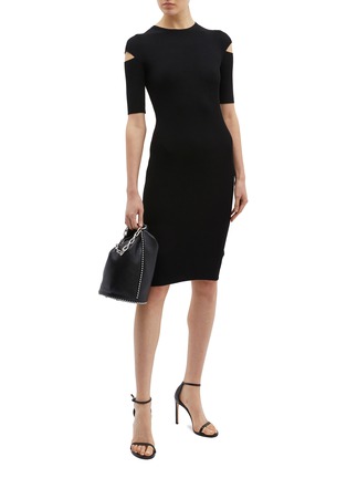 Figure View - Click To Enlarge - HELMUT LANG - Cutout sleeve rib knit dress