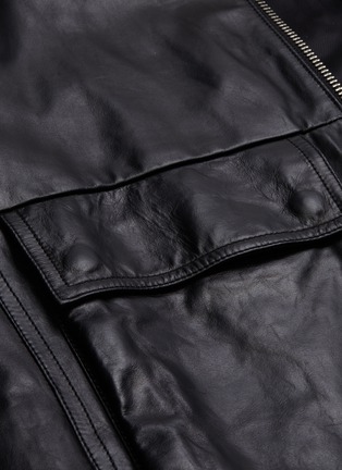  - HELMUT LANG - Contrast topstitching leather anorak jacket