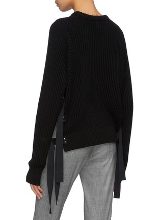 Back View - Click To Enlarge - HELMUT LANG - Side strap oversized rib knit sweater