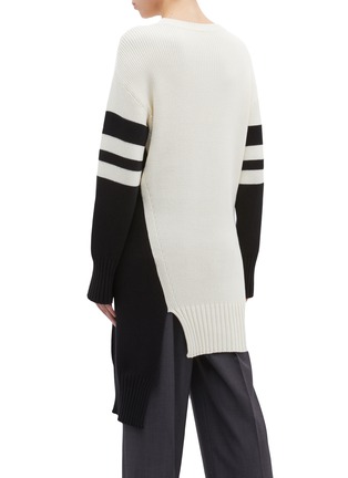 Back View - Click To Enlarge - MRZ - Staggered side split stripe sleeve sweater