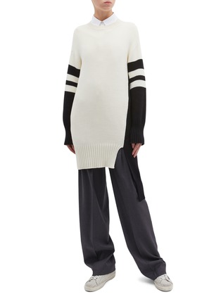 Figure View - Click To Enlarge - MRZ - Staggered side split stripe sleeve sweater