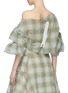 Back View - Click To Enlarge - DAWEI - Asymmetric ruffle check plaid one-shoulder top