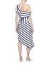 Back View - Click To Enlarge - DAWEI - Asymmetric drape stripe one-shoulder dress