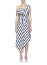 Main View - Click To Enlarge - DAWEI - Asymmetric drape stripe one-shoulder dress
