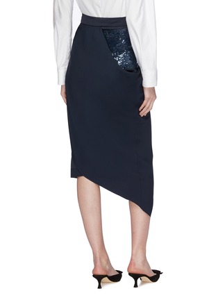 Back View - Click To Enlarge - MONSE - Slogan sequin panel drape wrap skirt