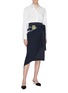 Figure View - Click To Enlarge - MONSE - Slogan sequin panel drape wrap skirt