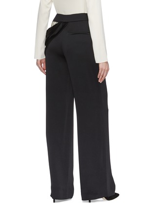 Back View - Click To Enlarge - MONSE - Pinstripe panel ruched drape wide leg pants