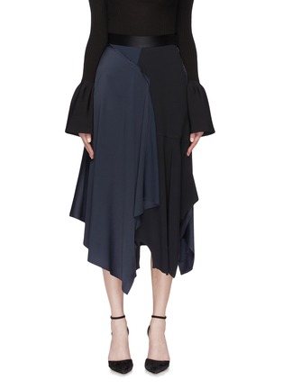 Main View - Click To Enlarge - MONSE - Colourblock patchwork drape asymmetric skirt
