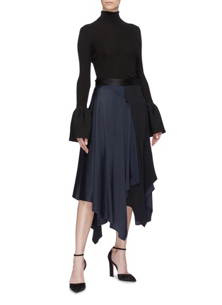 Figure View - Click To Enlarge - MONSE - Colourblock patchwork drape asymmetric skirt