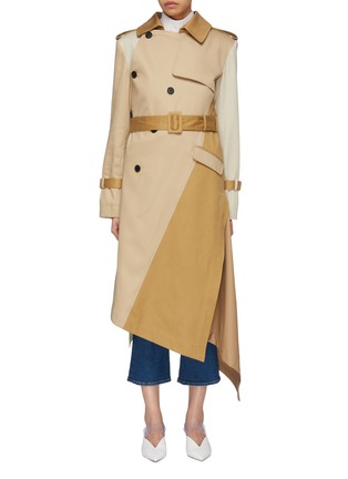 Main View - Click To Enlarge - MONSE - Belted asymmetric patchwork trench coat