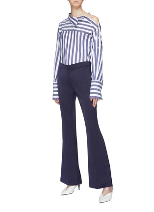 Figure View - Click To Enlarge - MONSE - Button shoulder panelled stripe shirt