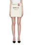 Main View - Click To Enlarge - MONSE - Logo slogan print apron panel denim skirt