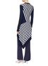 Back View - Click To Enlarge - MONSE - Twisted stripe panel drape hem wool cardigan