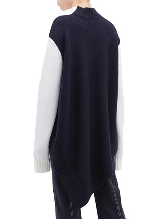 Back View - Click To Enlarge - MONSE - Colourblock back asymmetric drape wool sweater