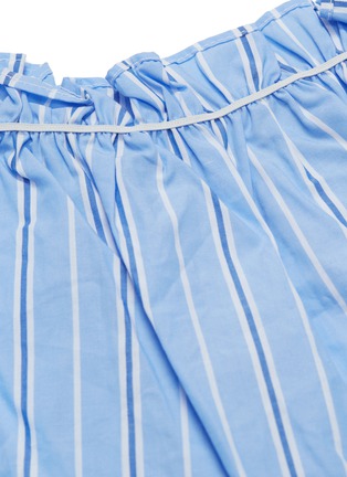  - XIAO LI - Detachable stripe ruffle panel drawstring sweatshirt