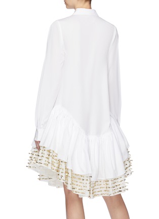 Back View - Click To Enlarge - ANAÏS JOURDEN - Asymmetric fil coupé peplum poplin shirt dress