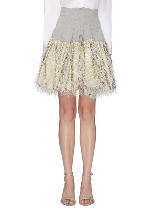 Main View - Click To Enlarge - ANAÏS JOURDEN - Fringe tinsel fil coupé hem pleated poplin skirt