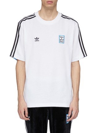 Main View - Click To Enlarge - ADIDAS X HAVE A GOOD TIME - 3-Stripes sleeve logo embroidered T-shirt