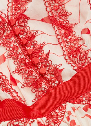 Detail View - Click To Enlarge - SELF-PORTRAIT - Lace trim crescent print pleated chiffon dress