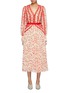 Main View - Click To Enlarge - SELF-PORTRAIT - Lace trim crescent print pleated chiffon dress
