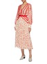 Figure View - Click To Enlarge - SELF-PORTRAIT - Lace trim crescent print pleated chiffon dress