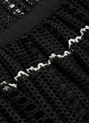 Detail View - Click To Enlarge - SELF-PORTRAIT - Scalloped hem stripe crochet lace dress